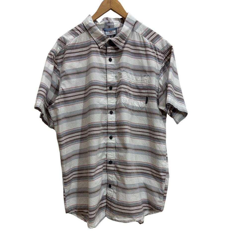 Columbia Men XL Regular Fit Striped SS Button Up Casual Outdoor Cotton